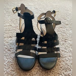 Cole Haan black strap block heels. Size 9